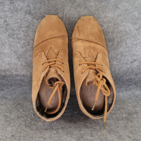 Skechers Shoes Womens 6.5 Bob Bootie Wedge Desert Leather Lace Up Comfort Brown - Picture 6 of 15